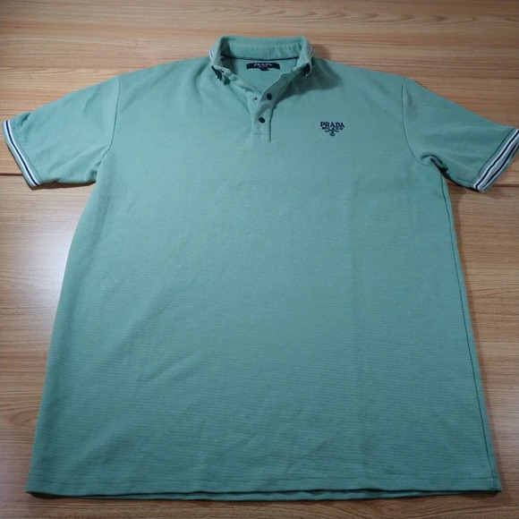 Prada Milano Polo Shirt Men's 4XL Embroidered Logo Green Luxury  Designer Italy - Picture 2 of 6